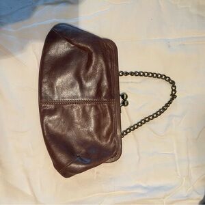 Fossil Brown Leather Wristlet with Chain Strap